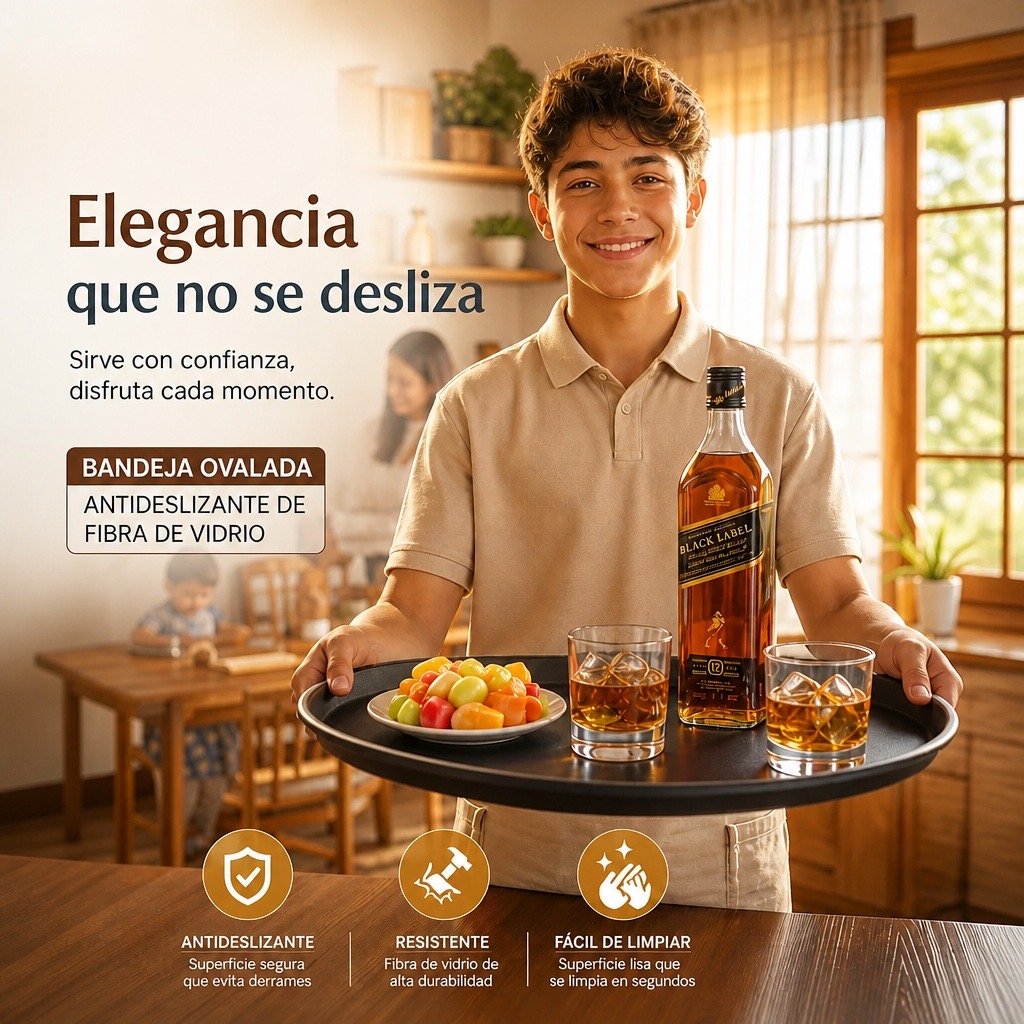 Bandeja ovalada antideslizante